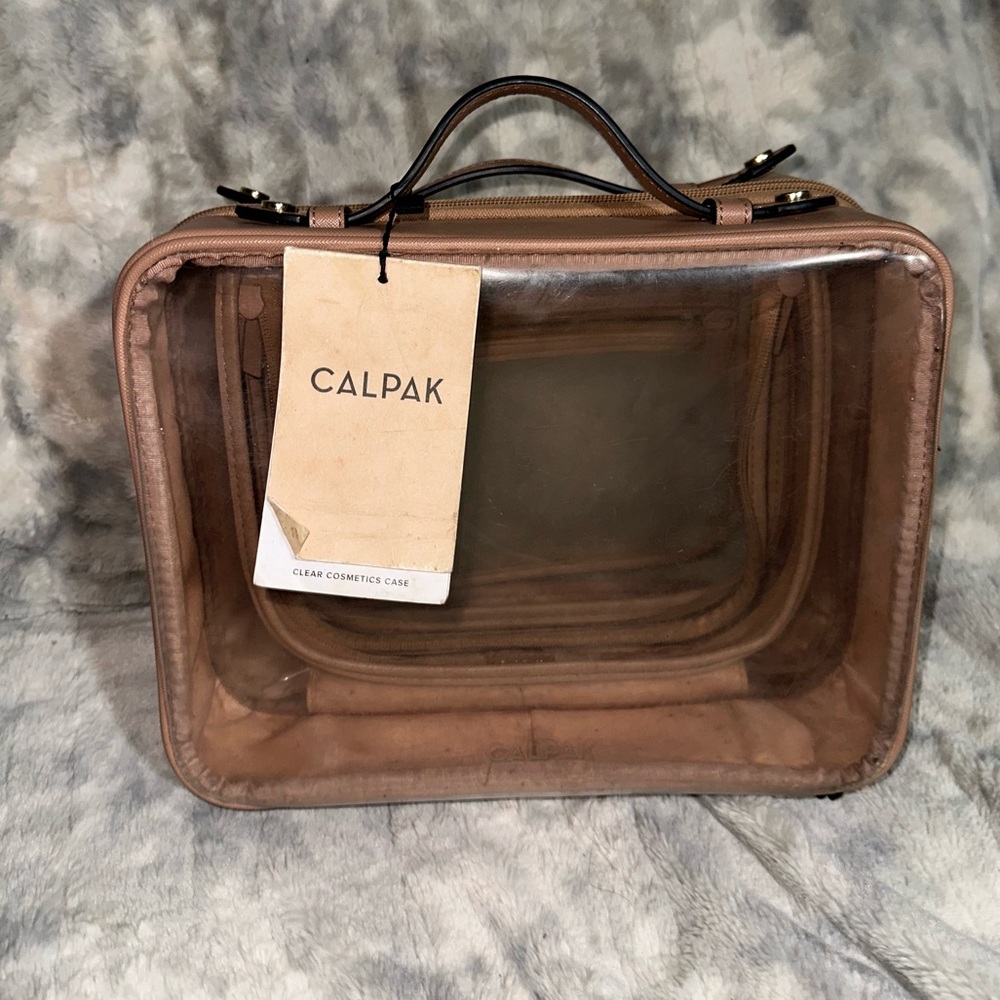 Calpak Large Clear Cosmetics Case in Mauve